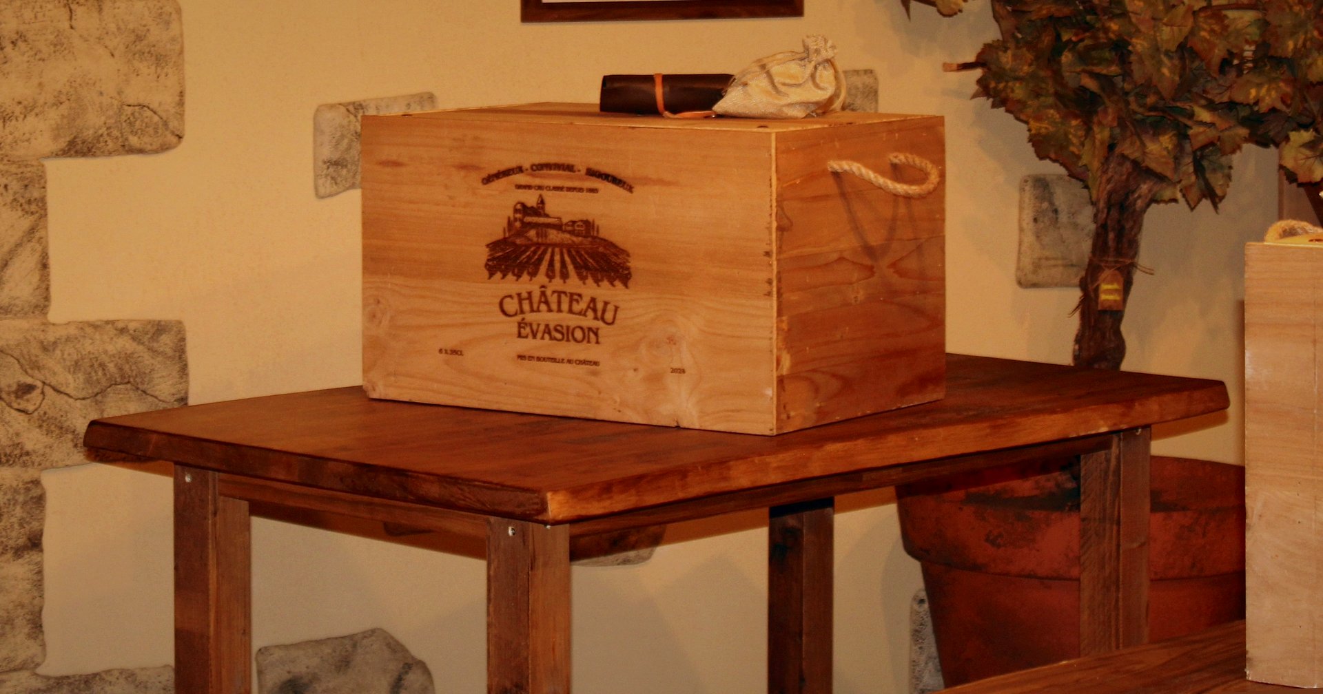 Une Escape Box en forme de caisse à vin