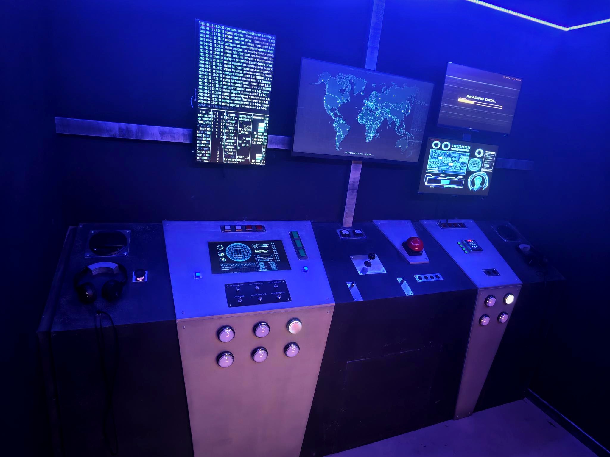 Un QG secret et sa console interactive, mécanismes et interactions sur mesure