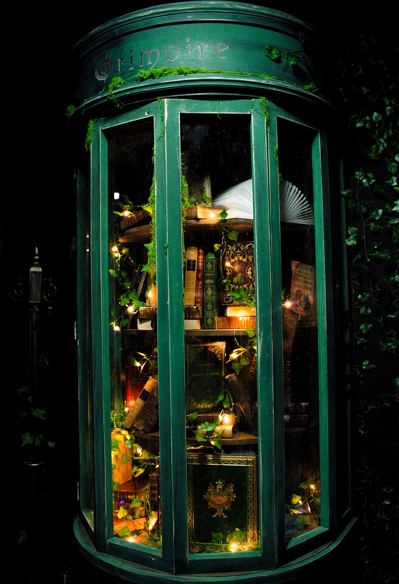Une vitrine à livres de potions